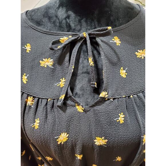 Madewell Women's Black Polyester Round Neck Long Sleeve Knee Length Dress Small - Picture 5 of 13